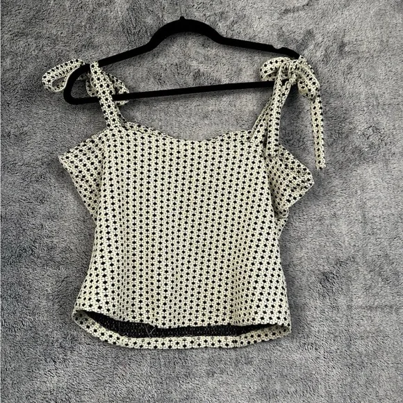 Tie-Shoulder Floral free people Bustier Top - Cream/Black size Large - Picture 2 of 6